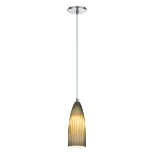 # 61052, One-Light Hanging Mini Pendant Ceiling Light, 3 3/4" Wide, Transitional Design in Chrome Finish, with Metallic Gray Opal Glass Shade