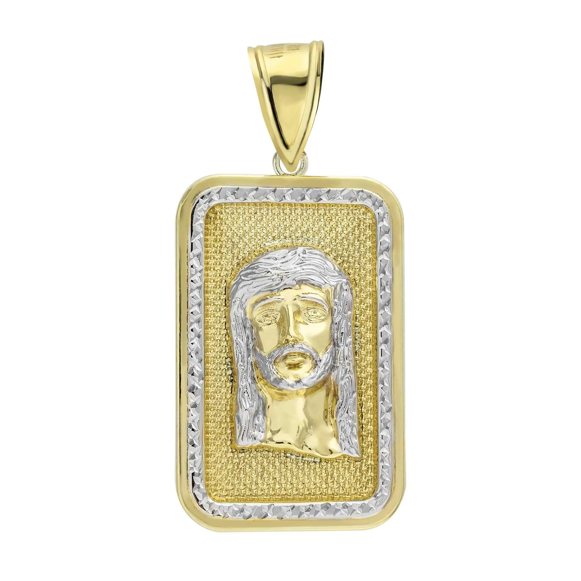 1 1/2" Jesus Head Medallion Diamond Cut Pendant 10K Yellow Gold