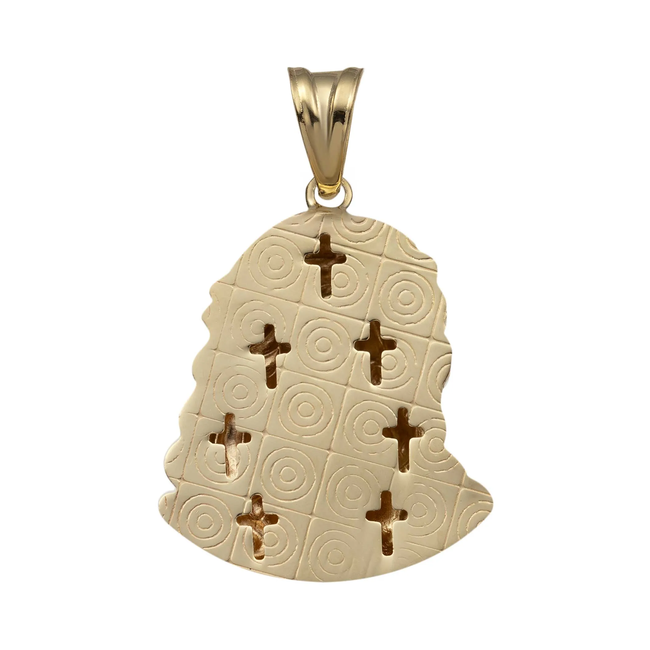 1 1/4" Shiny Face of Jesus Charm Pendant 10K Yellow Gold