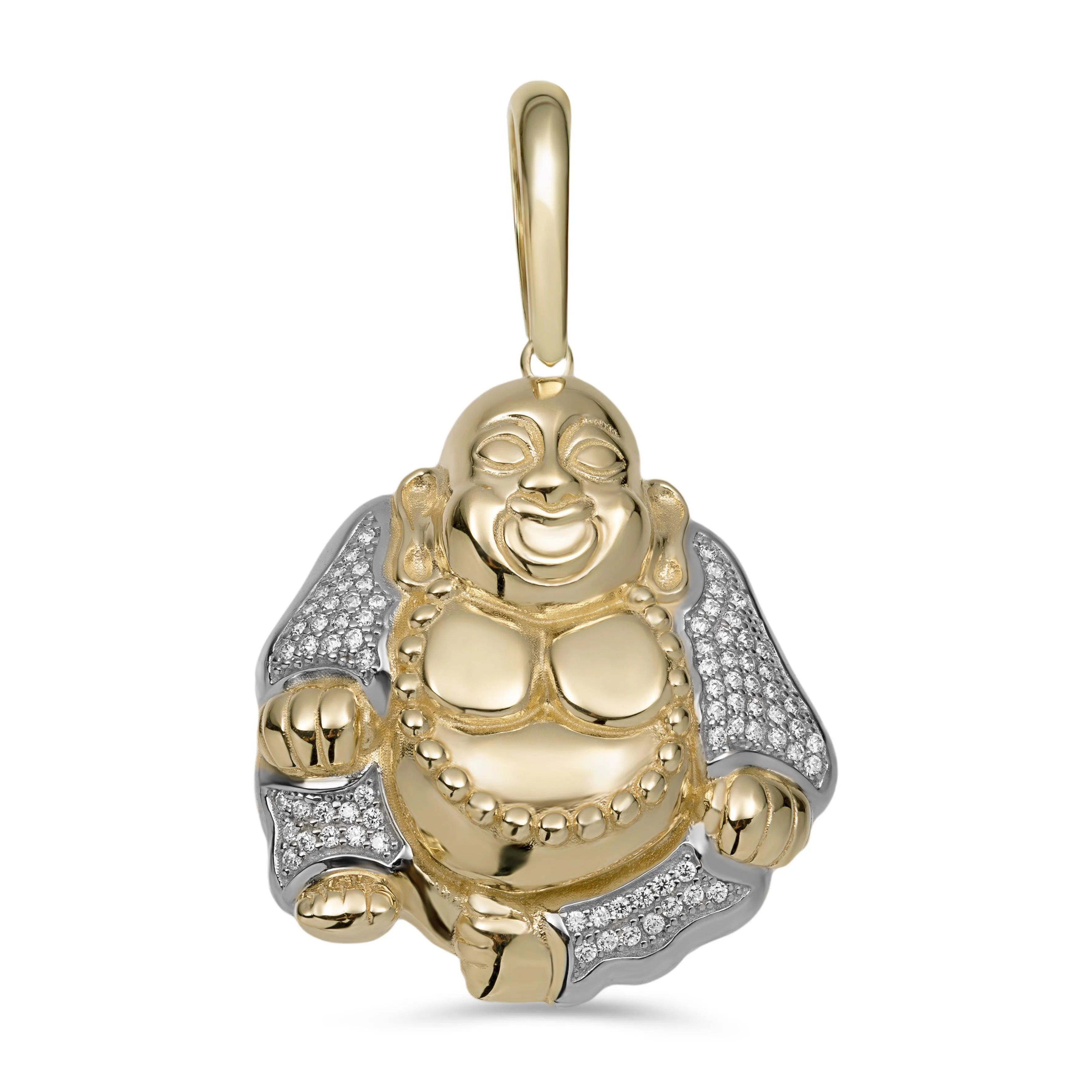 1 3/8" CZ Buddha Pendant 10K Yellow Gold