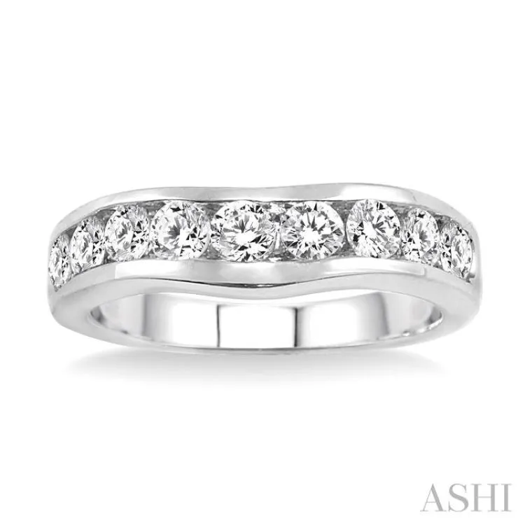 1 Ctw Round Diamond Matching Wedding Band in 14K White Gold