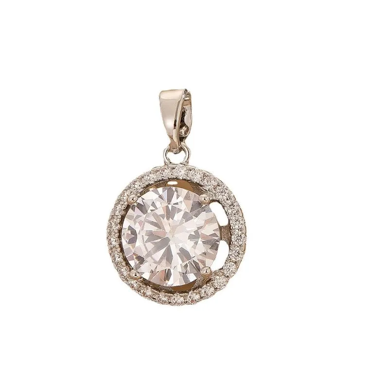 1 Piece 15 * 22mm Copper Zircon Round Pendant