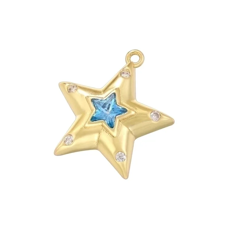 1 Piece Copper Zircon 18K Gold Plated Pentagram Pendant