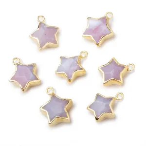 10-11mm Gold Leafed Pink Peruvian Opal Faceted Star Focal Pendant 1 piece