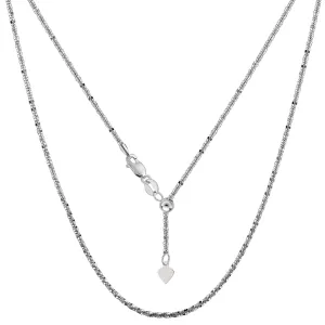 10k White Gold Adjustable Sparkle Link Chain Necklace, 1.5mm, 22"