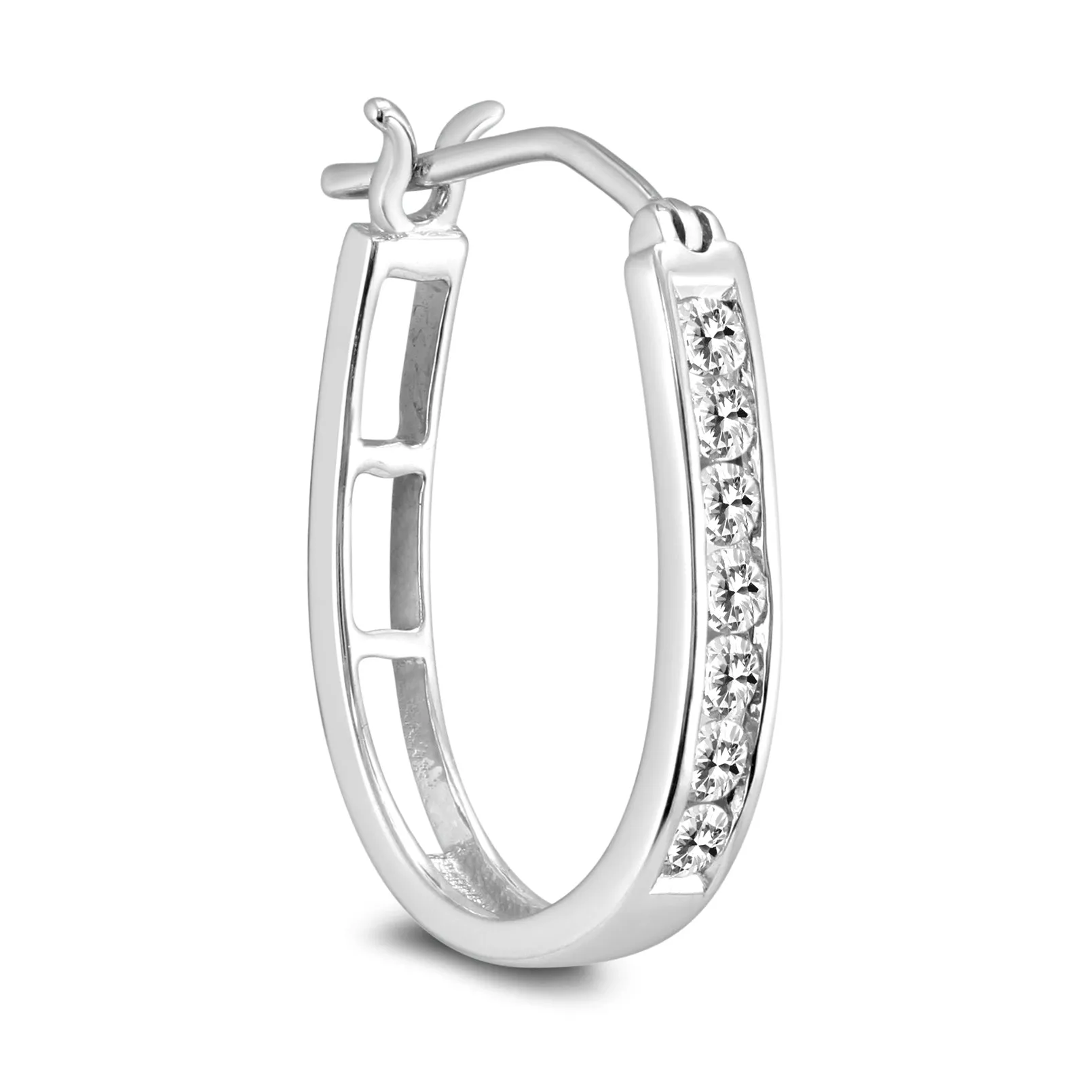 1/2 Carat TW Diamond Hoop Earrings in 10k White Gold