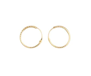 12mm 9ct Gold Sleeper Hoop Earrings