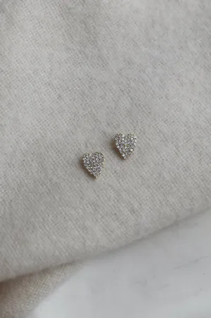 14k Gold Diamond Heart Earrings