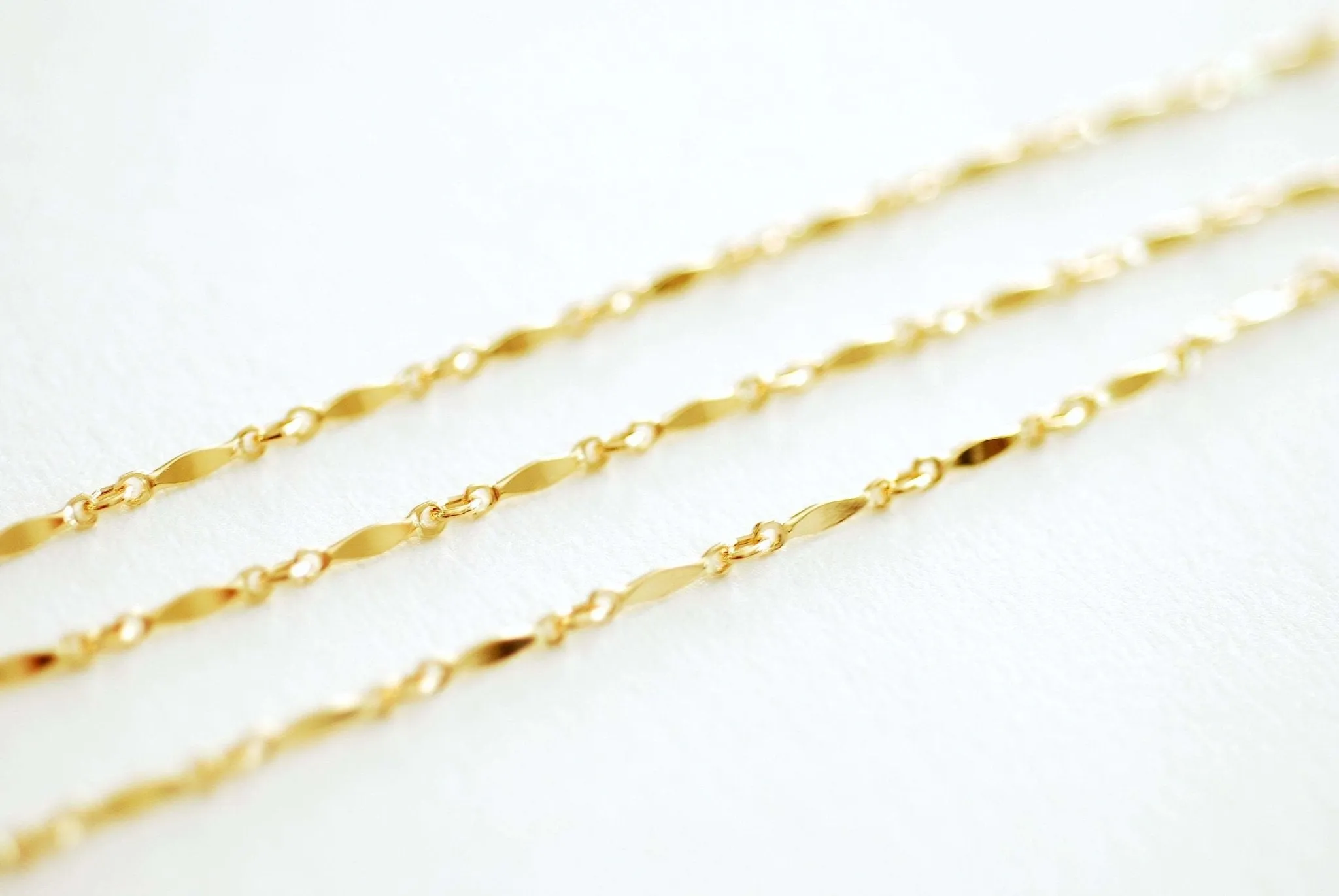 14K Gold Filled Marquise Bar Link Chain- 2mm Width Bar Gold Filled Chain, 8mm x 2mm Chain Dapped Bar Chain long and short chain, Bulk Chain