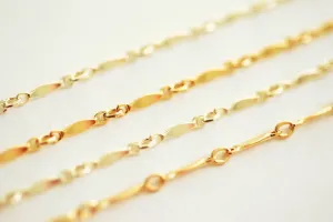 14K Gold Filled Marquise Bar Link Chain- 2mm Width Bar Gold Filled Chain, 8mm x 2mm Chain Dapped Bar Chain long and short chain, Bulk Chain