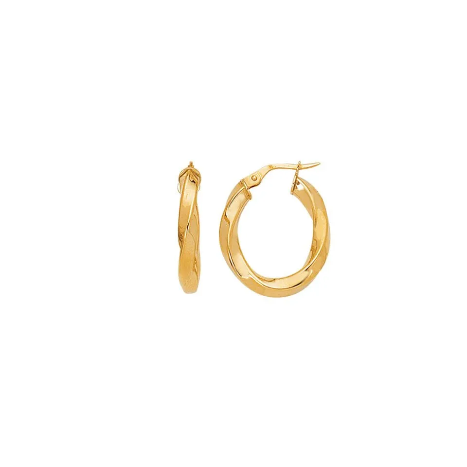 14K Gold Italian Twisted Hoop Earrings