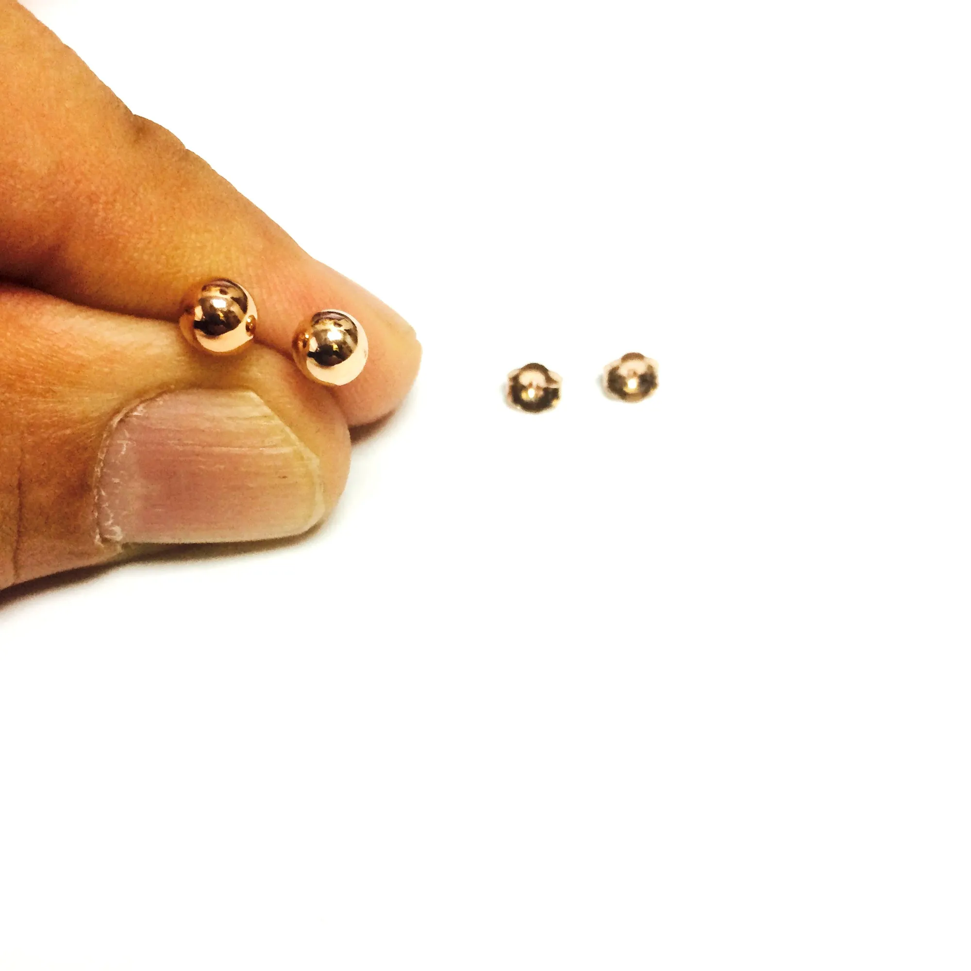 14K Rose Gold Ball Stud Earrings