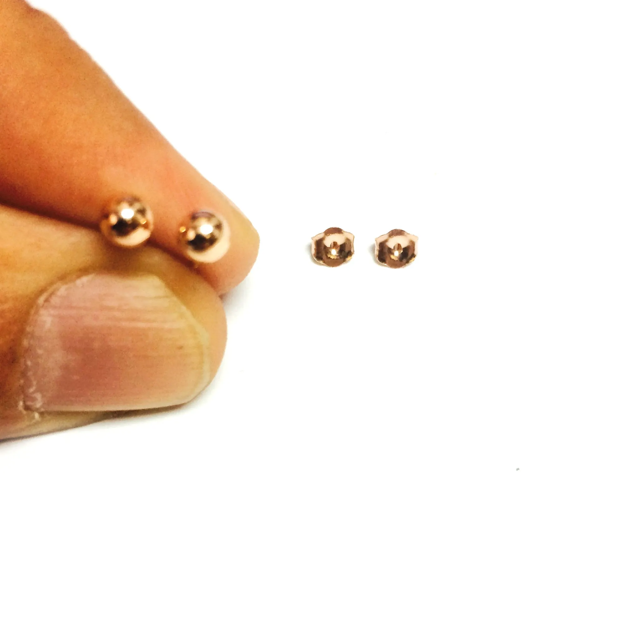 14K Rose Gold Ball Stud Earrings