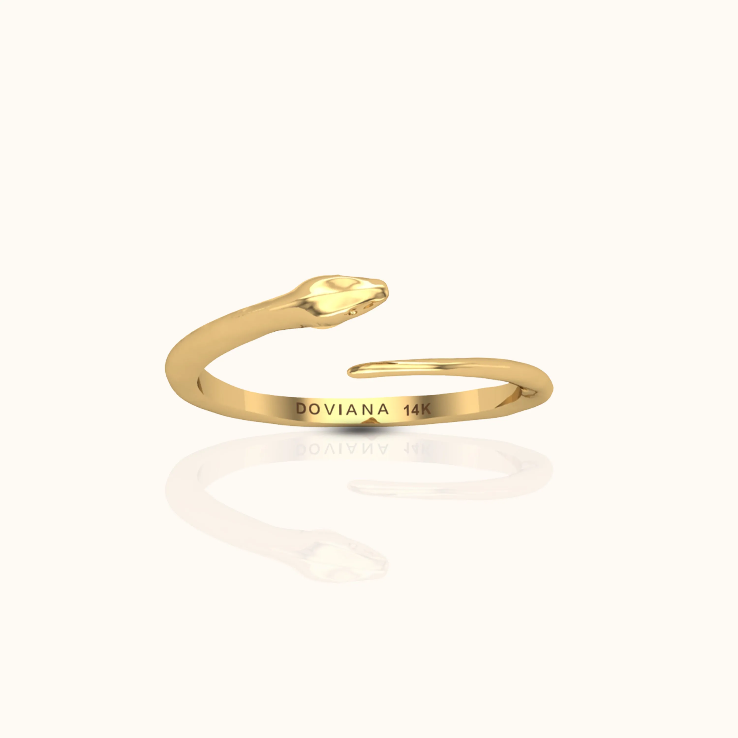 14K Solid Gold Eternal Snake Wrap Ring