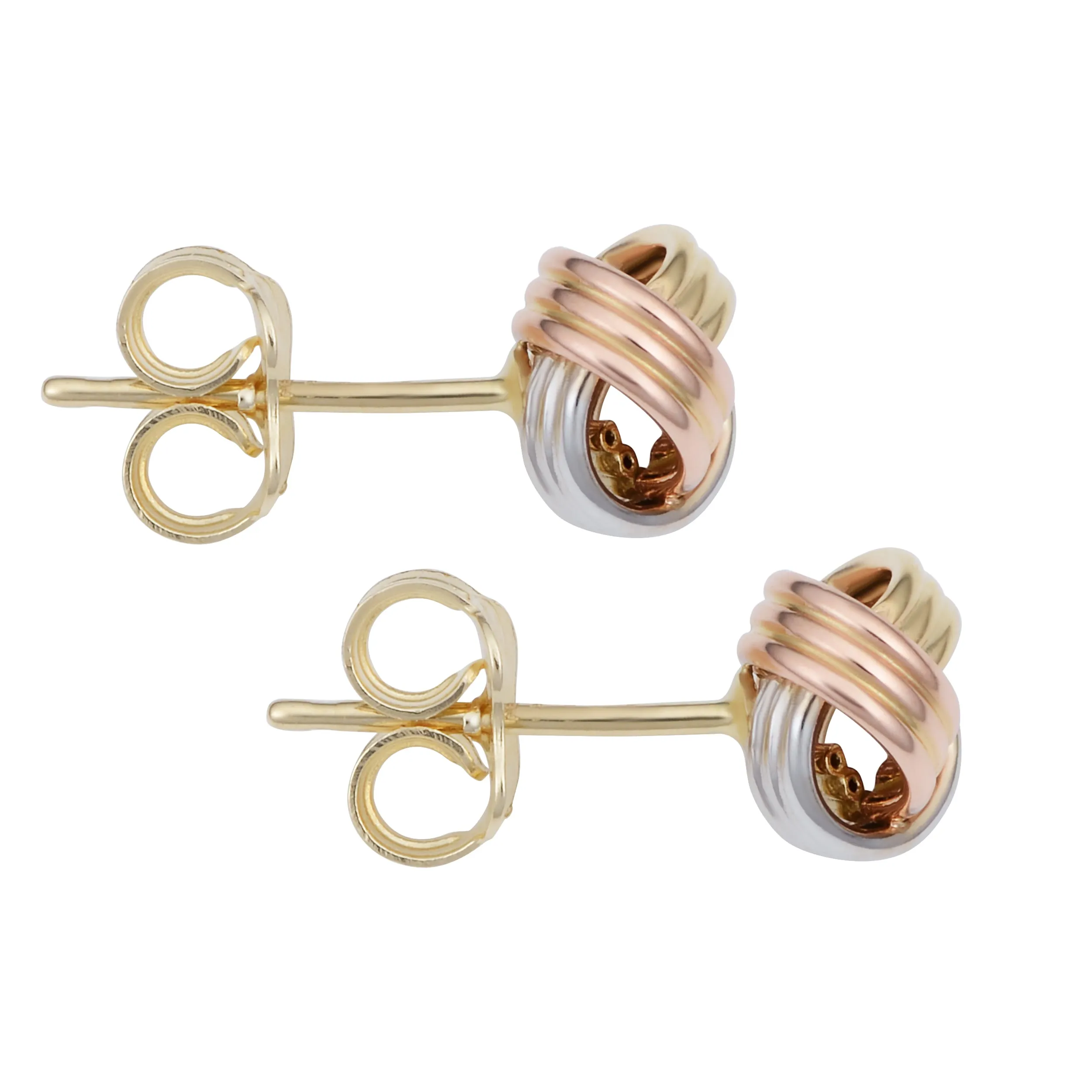 14k Tri-Color Gold Love Knot Earrings