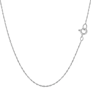 14k White Gold Rope Chain Necklace, 0.5mm