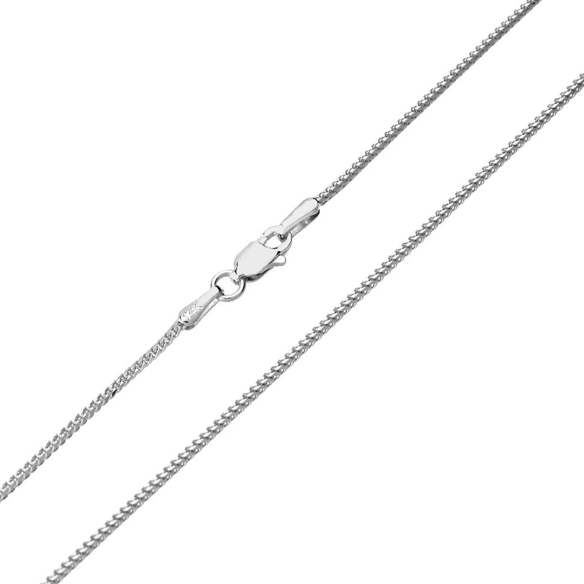 14k White Solid Gold Franco Chain Necklace, 1.8mm