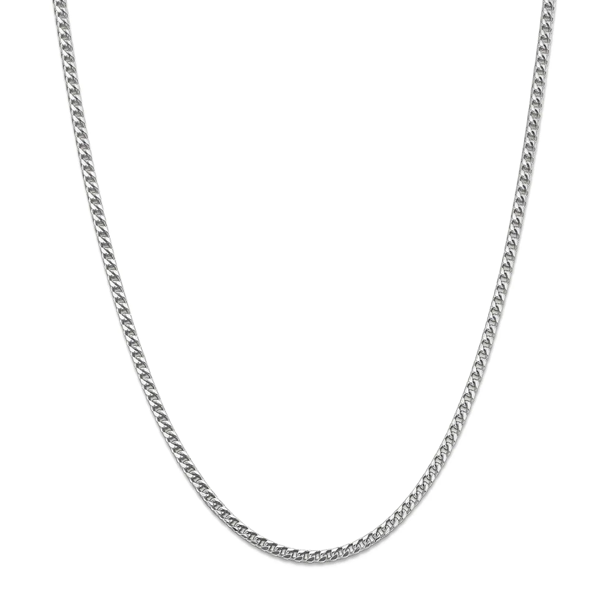 14k White Solid Gold Franco Chain Necklace, 1.8mm