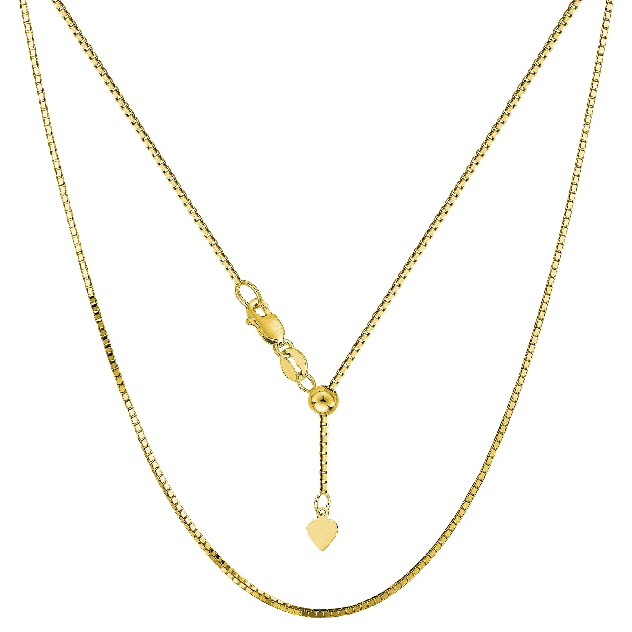 14k Yellow Gold Adjustable Box Chain Necklace, 0.85mm, 30"