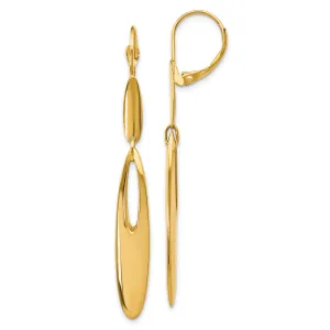 14k Yellow Gold Leverback Dangle Earrings