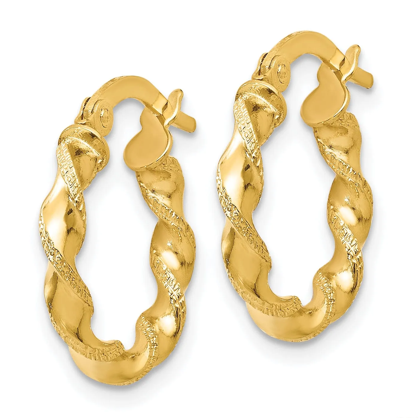 14k Yellow Gold Twisted Hoop Earrings