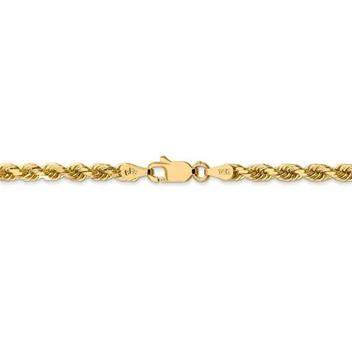 14KT GOLD 3.5MM DIAMOND CUT HANDMADE ROPE CHAIN BRACELET- 3 LENGTHS & 2 COLORS