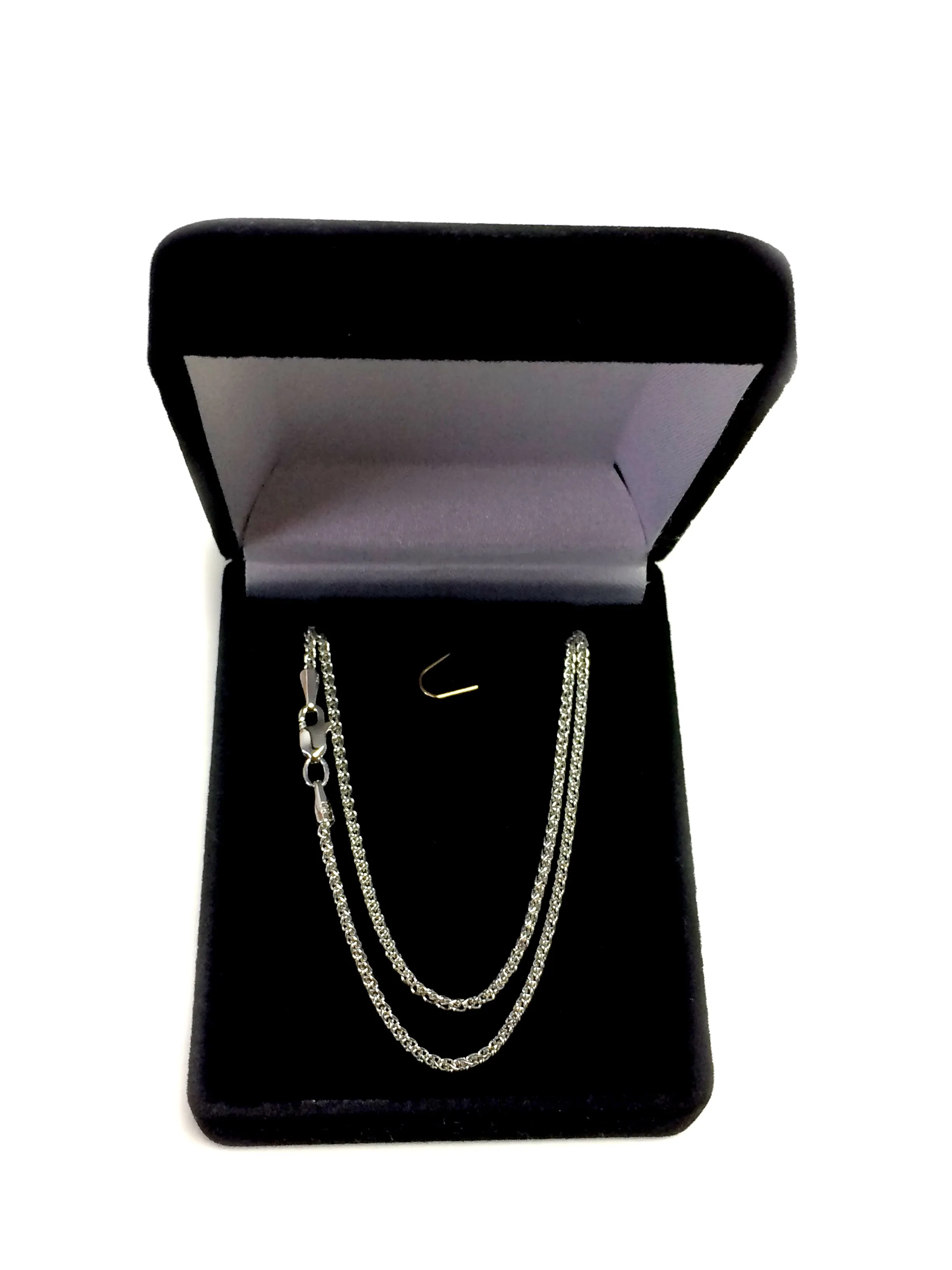 18k White Gold Round Wheat Chain Necklace, 1.4mm