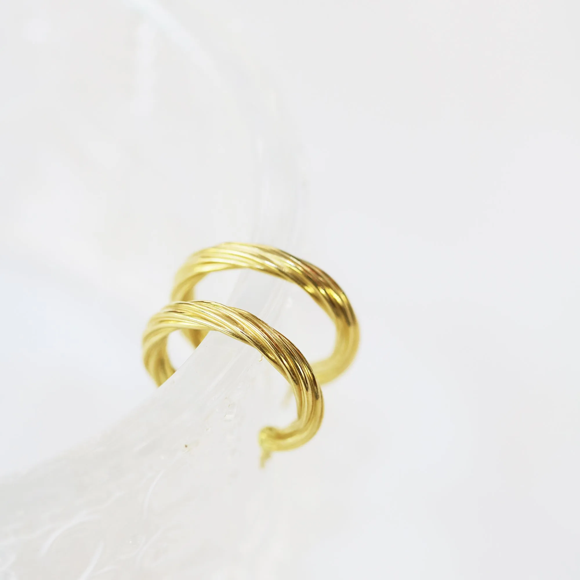 18k Yellow Gold Huggie Hoop Earrings, Pair