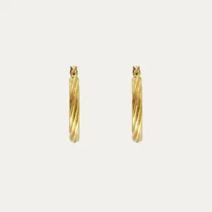 18k Yellow Gold Huggie Hoop Earrings, Pair