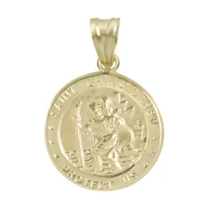 1" Saint Christopher Protect Us Medallion Pendant 10K & 14K Yellow Gold