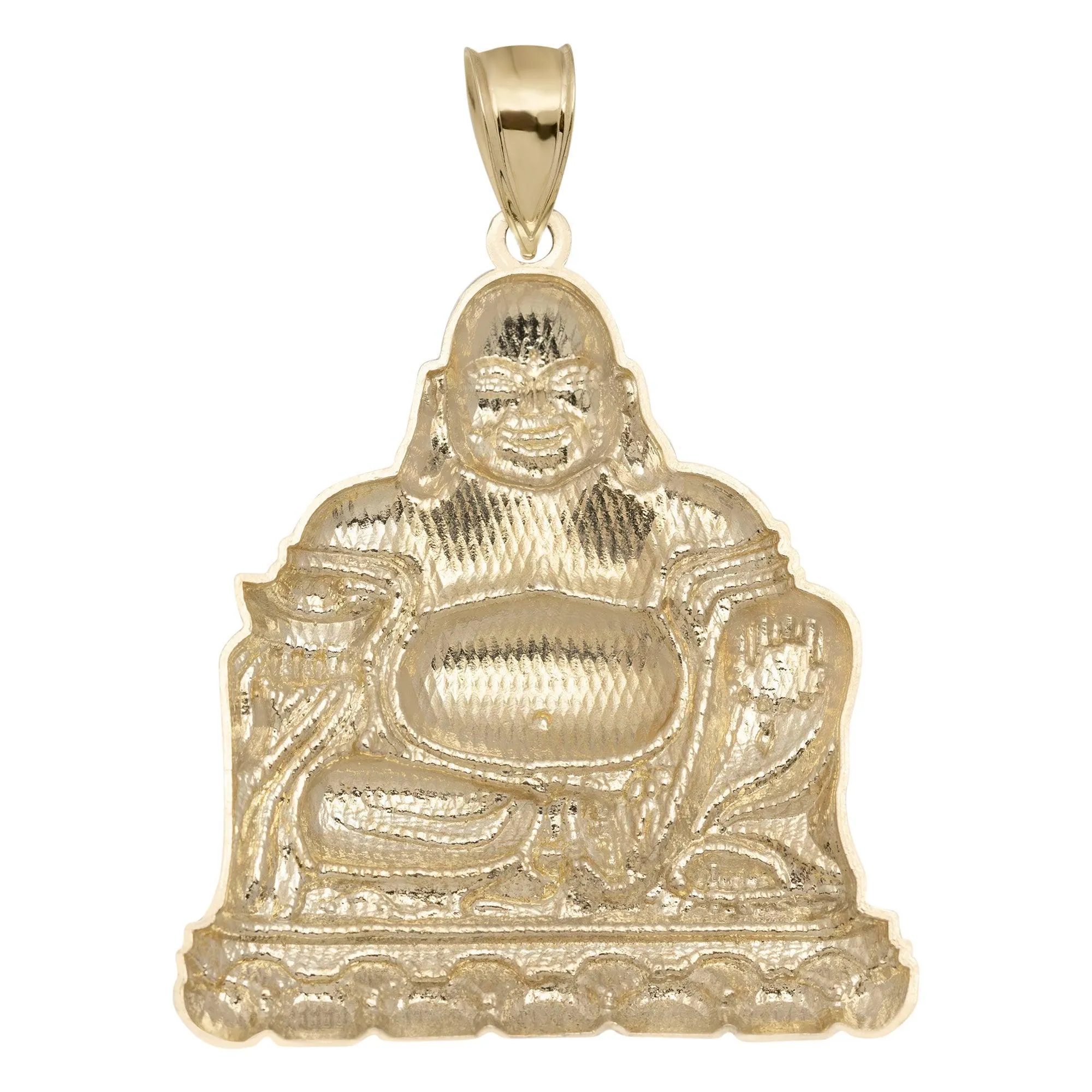 2 1/2" Happy Buddha Pendant Charm 10K Yellow Gold