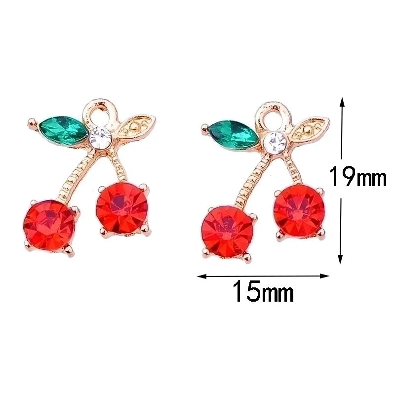 20 PCS/Package 15 * 19mm Alloy Zircon Cherry Polished Pendant