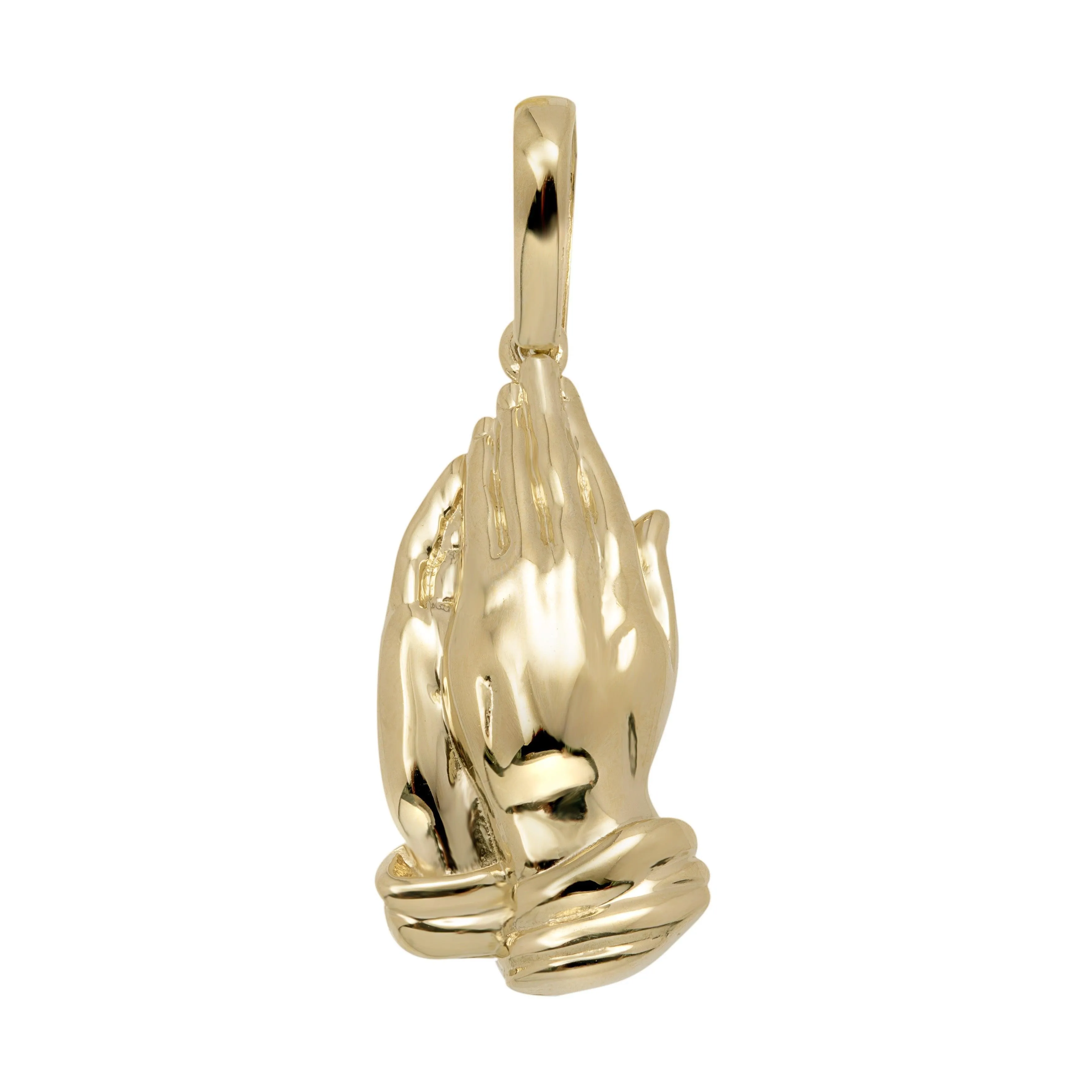 2" Polished Praying Hands Pendant 10K Solid Yellow Gold