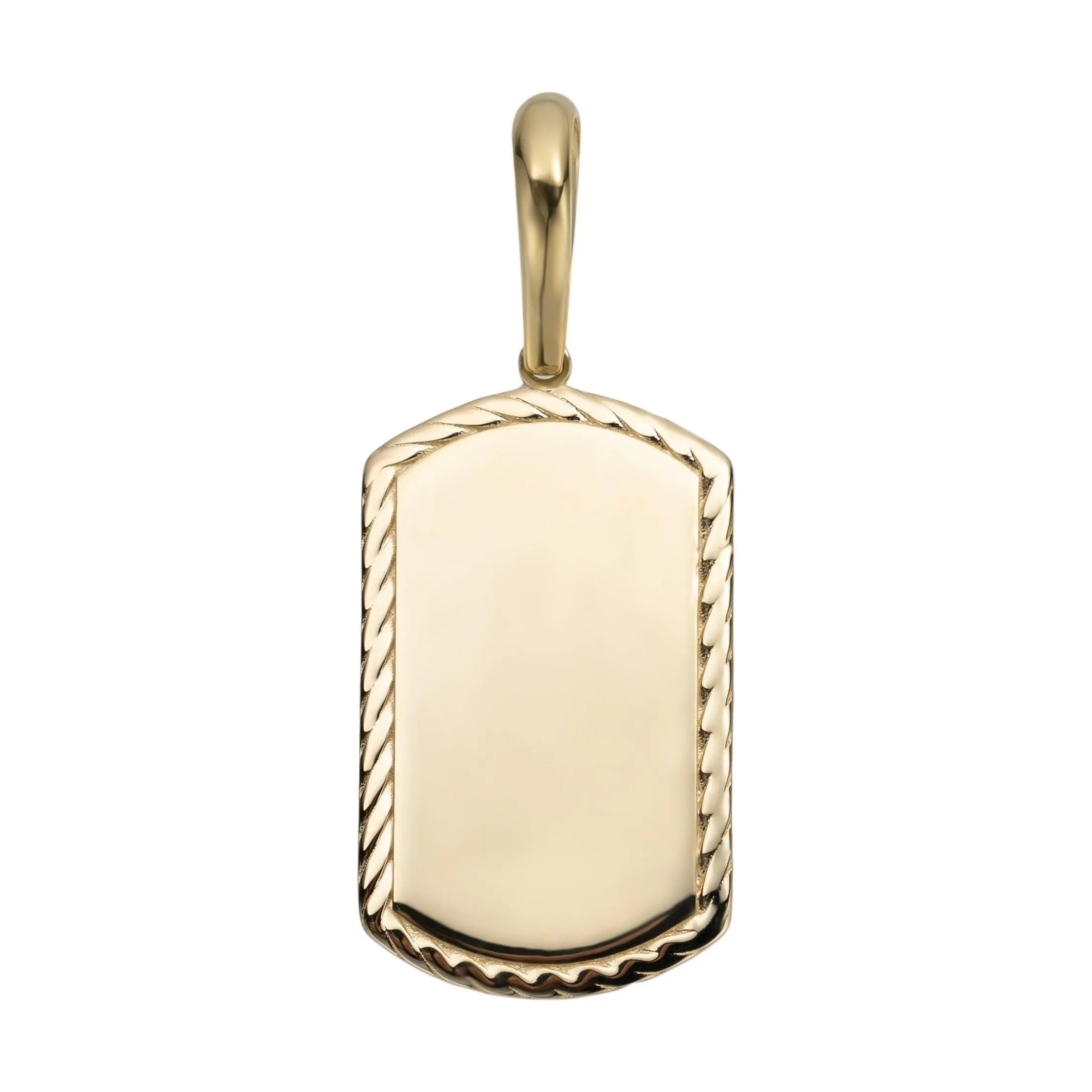 2" Textured Dog Tag Pendant Solid 10K Yellow Gold