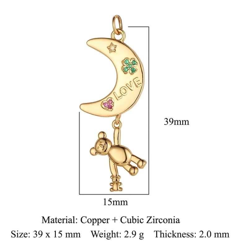 3 Pieces Shiny Clouds Tassel Copper Plating Inlay Zircon 18k Gold Plated Charms Jewelry Accessories