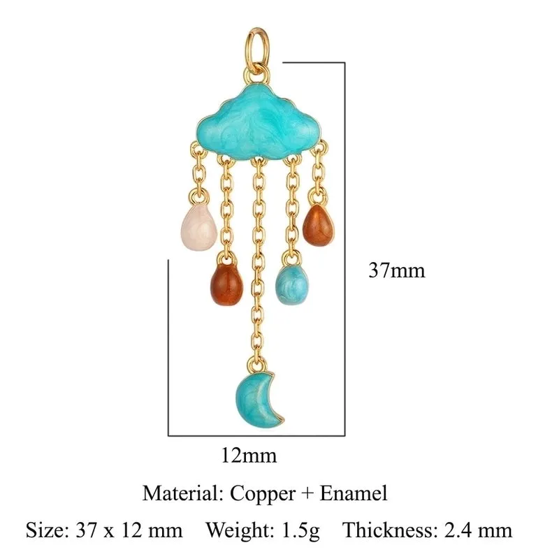 3 Pieces Shiny Clouds Tassel Copper Plating Inlay Zircon 18k Gold Plated Charms Jewelry Accessories