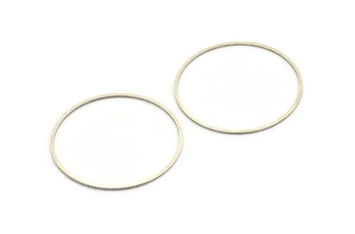 52mm Circle Connectors - 6 Antique Silver Plated Brass Circle Connectors (52x1.3x1mm) A6095 H0201