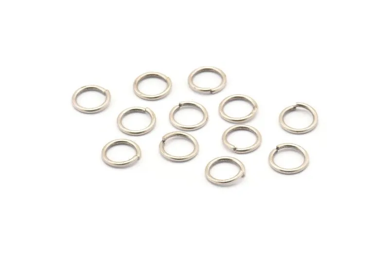 8mm Jump Ring, 100 Antique Silver Plated Brass Jump Ring Connectors Findings (8x1mm) H0101