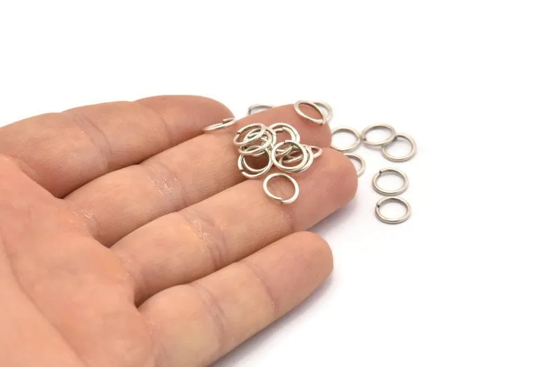 8mm Jump Ring, 100 Antique Silver Plated Brass Jump Ring Connectors Findings (8x1mm) H0101