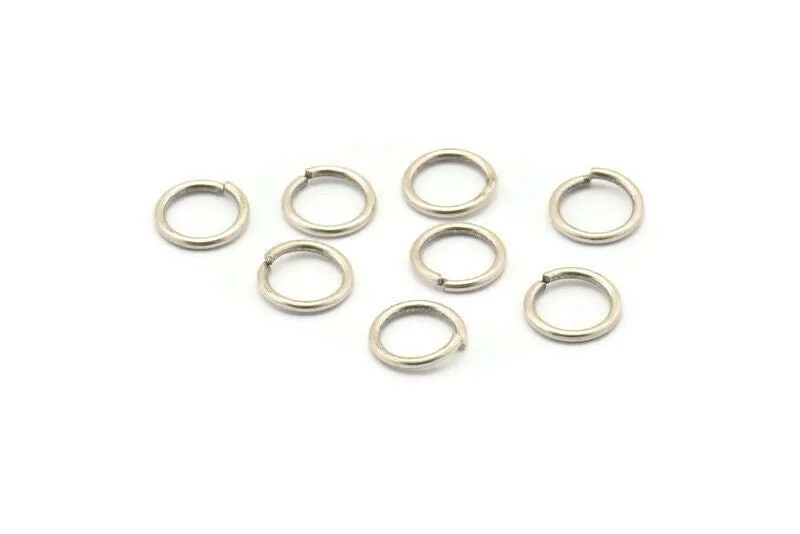 8mm Jump Ring, 100 Antique Silver Plated Brass Jump Ring Connectors Findings (8x1mm) H0101