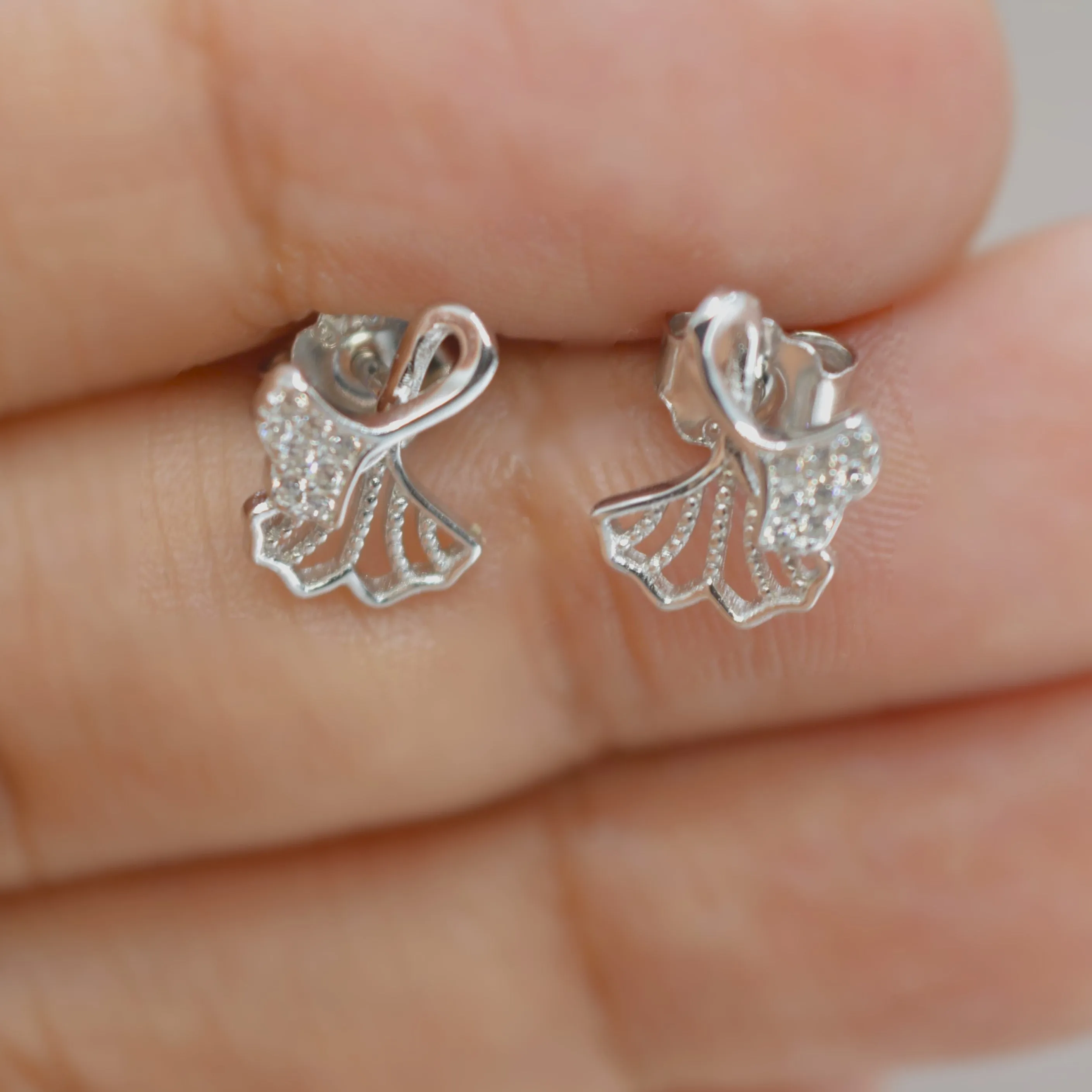 925 Silver Ginkgo Leaf Earrings for Women