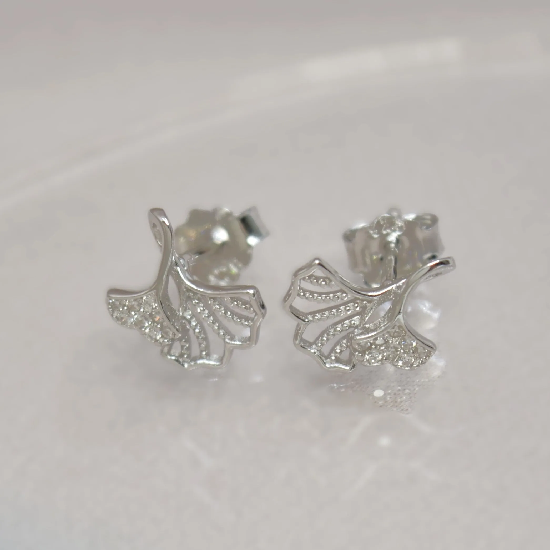 925 Silver Ginkgo Leaf Earrings for Women