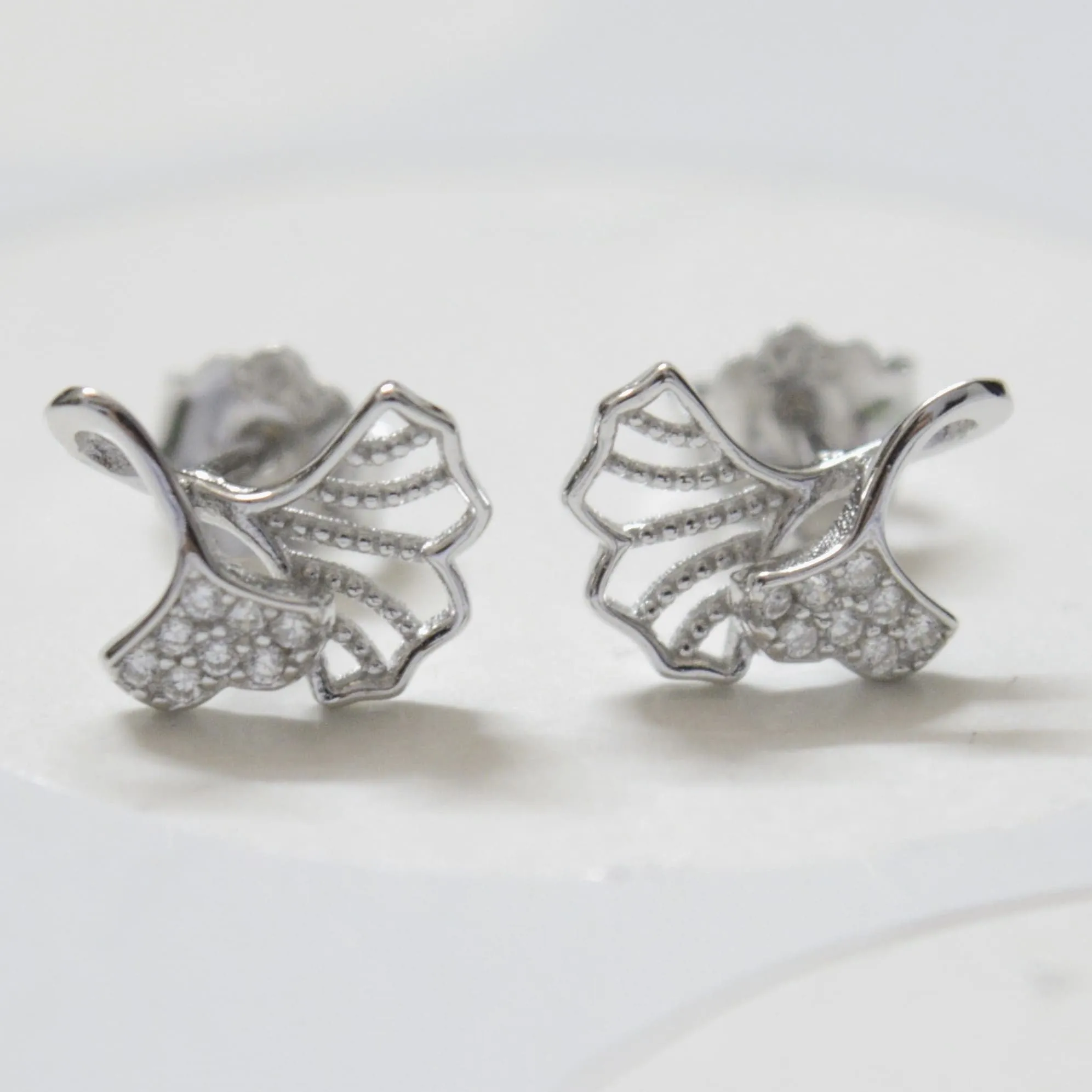 925 Silver Ginkgo Leaf Earrings for Women