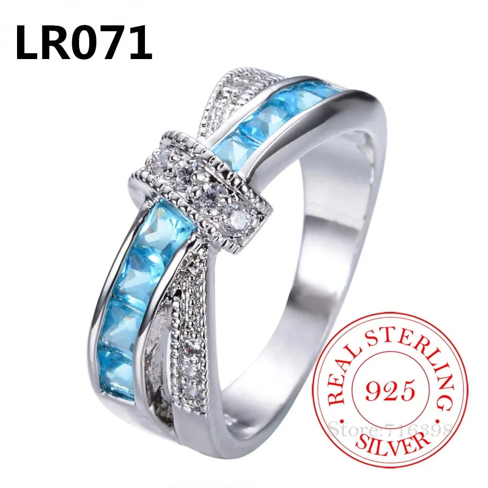 925 Silver Vintage Crystal Couple's Wedding Rings