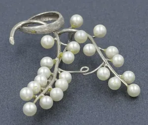 9ct White Gold Pearl Brooch