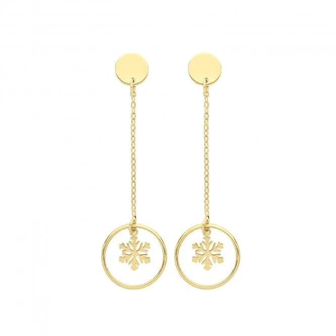 9ct Yellow Gold Snowflake Earrings ER1154