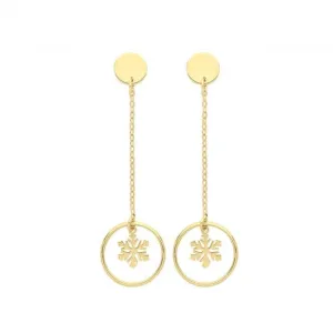 9ct Yellow Gold Snowflake Earrings ER1154