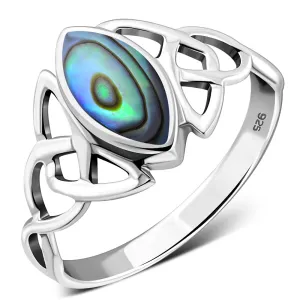 Abalone Shell Celtic Knot Silver Ring