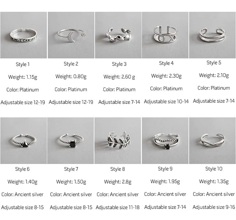 Adjustable Fashion Vintage Personality 925 Silver Rings For Women