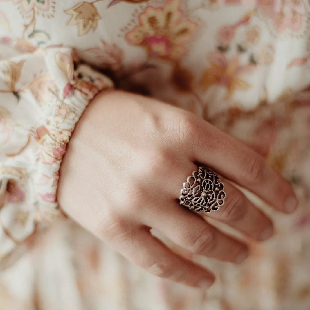 Anatolian Boho Ring - "Filigree Flower"